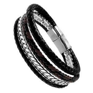 Multi String Bracelet with Chain and Stainless Steel Closure