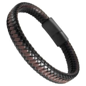 Black & Brown Leather Braided Bracelet