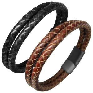 Double Braided Leather Bracelet