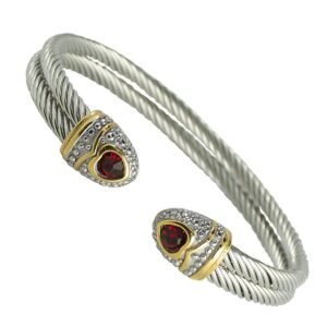 Stainless Steel Two Tone Heart CZ Bracelet