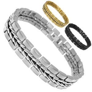 Stainless Steel Bracelet w/ Wheat Chain in Center