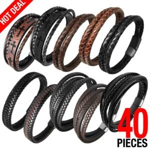 Braided Leather Bracelets Assorted Pack