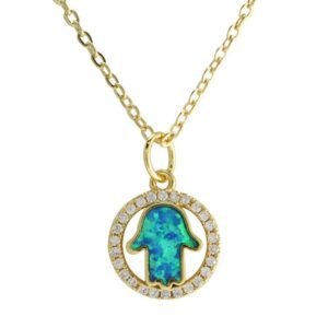 Gold CZ Hamsa Necklace