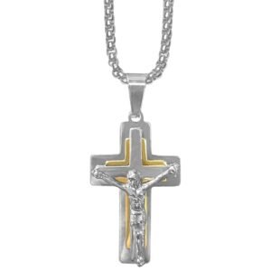 Two-Toned Stainless Steel Jesus Necklace