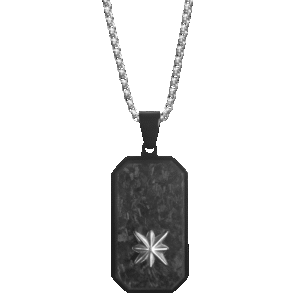 Stainless Steel Black Pvd Dog Tag w/ Star Necklace