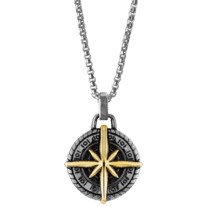 Two-toned Stainless Steel Compass Necklace
