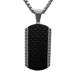 Stainless Steel Carbon Fiber Pendant w/ Chain