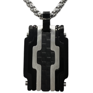 Stainless Steel Carbon Fiber Pendant w/ Chain