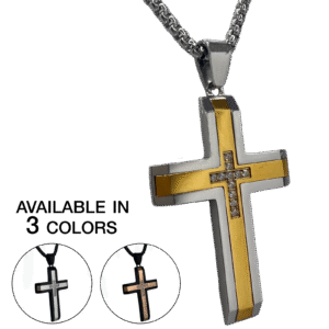 Stainless Steel Chain w/ Cz CNC Setting Cross Pendant