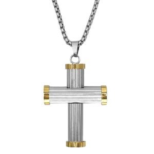Stainless Steel Chain with Two Tone Barril Cross
