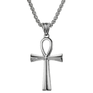 Stainless Steel Rolo Chain with Ankh Pendant