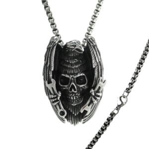 American Eagle Skull Ranch Stainless Steel Necklace