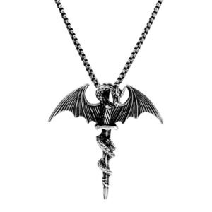 Stainless Steel Dragon on Sword Pendant
