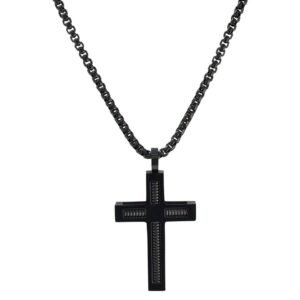 Stainless Steel Black PVD Rolo Chain with Modern Wire Cross