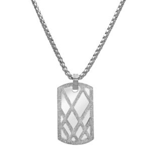 Sparkly Stainless Steel Dog Tag Mirror Pendant & Chain