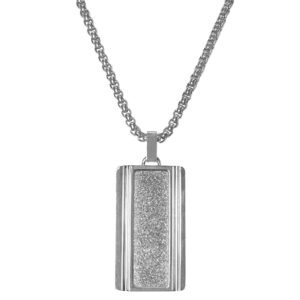 Stainless Steel Dog Tag Necklace w/ Sparkly Center