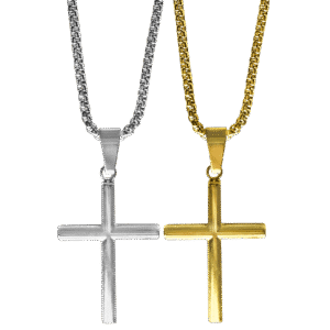 Stainless Steel Cross Necklace w/ Rolo Chain