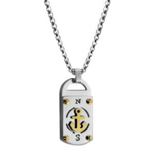 Stainless Steel Pendant w/ Nautical Gold PVD Anchor Design