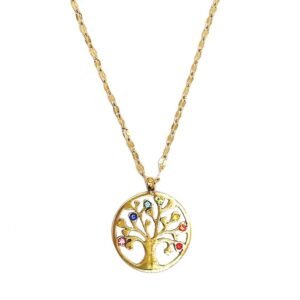 Stainless Steel Chain w/ Tree of Life Pendant - Gold