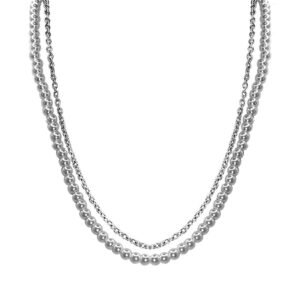 Stainless Steel Necklace With Small Sized Pearls