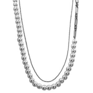 Stainless Steel Necklace With Pearls