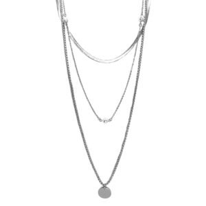 Stainless Steel 3-Layered necklace With Pendant