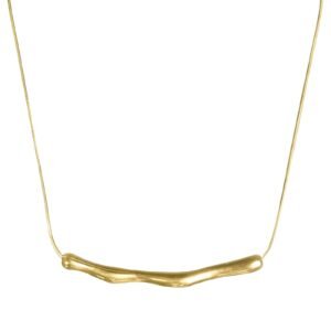Stainless Steel Gold PVD Elongated Bar Collarbone Necklace