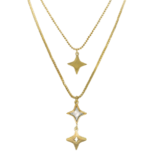 Stainless Steel Gold PVD Layered Starry Necklace