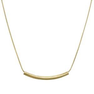Stainless Steel Gold Pvd Curved Bar Necklace