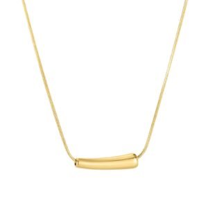 Stainless Steel Gold Pvd Curved Horn Necklace