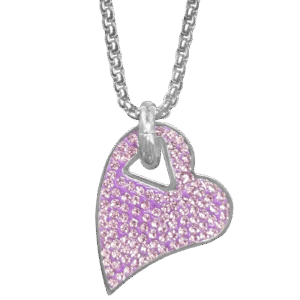 Stainless Steel Pink Cz Heart Necklace