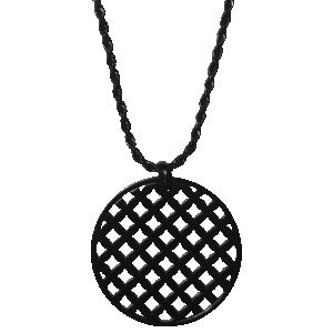 Black Stainless Steel Circle & Diamond Cutout Pattern Necklace