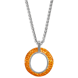 Stainless Steel Orange CZ Circle Necklace