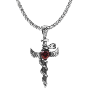 Stainless Steel Snake Heart Stone Dagger