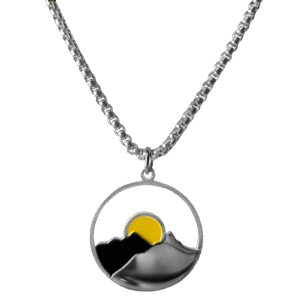 Stainless Steel Sun over Mountains Necklace