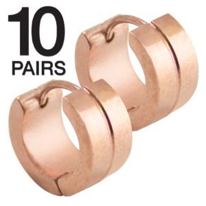 10 Pairs – PCK Stainless Steel Rose Gold Huggie Earrings
