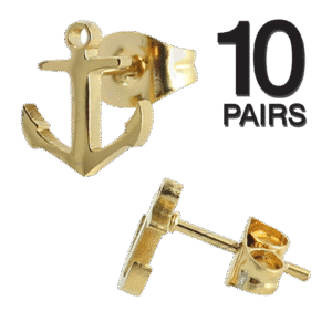 10 Pairs – PCK Stainless Steel Anchor Earrings