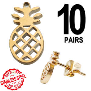 10 Pairs PCK - Stainless Steel Stud Pineapple Earrings