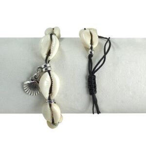 Black Sea Shell Bracelet with Clam Charm 12 Pcs Pack