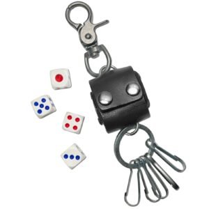 Leather Pouch Key Chain with 4 dices
