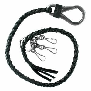 Long Braided Leather W/ Stainless Steel Key Chain