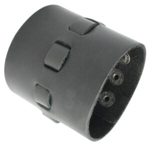 Wide Black Leather Bracelet
