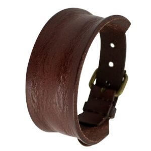 Stressed Brown Leather Bracelet with Antique Buckle
