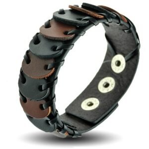 Black and Brown Bracelet with Woven Pieces