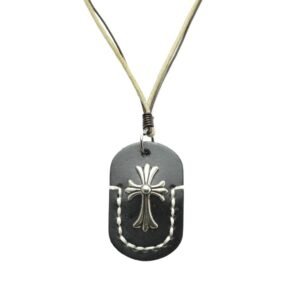 Leather Necklace with Cross Pendant