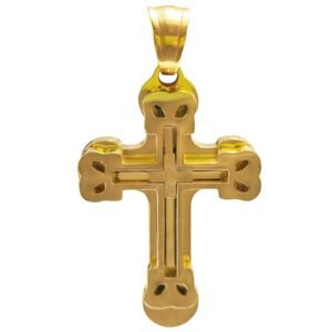 Stainless Steel Fancy Gold pvd Cross Pendant