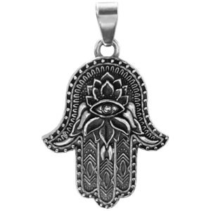 Stainless Steel Hamsa with Henna Pendant