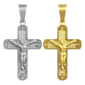 Stainless Steel Crucifix Text Scripture Pendant