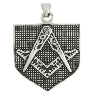 Stainless Steel Silver Masonic Square and Compass Pendant