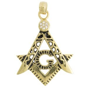 Gold PVD Masonic Square Compass Pendant
